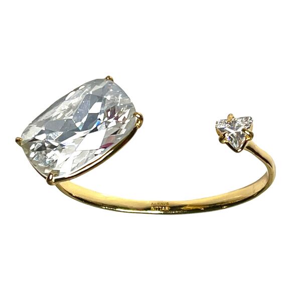 VTG Alexis Bittar Liquid Gold BRACELET Large CZ Stone Open Cuff 6.5"-7.5" Adjust - Picture 6 of 8